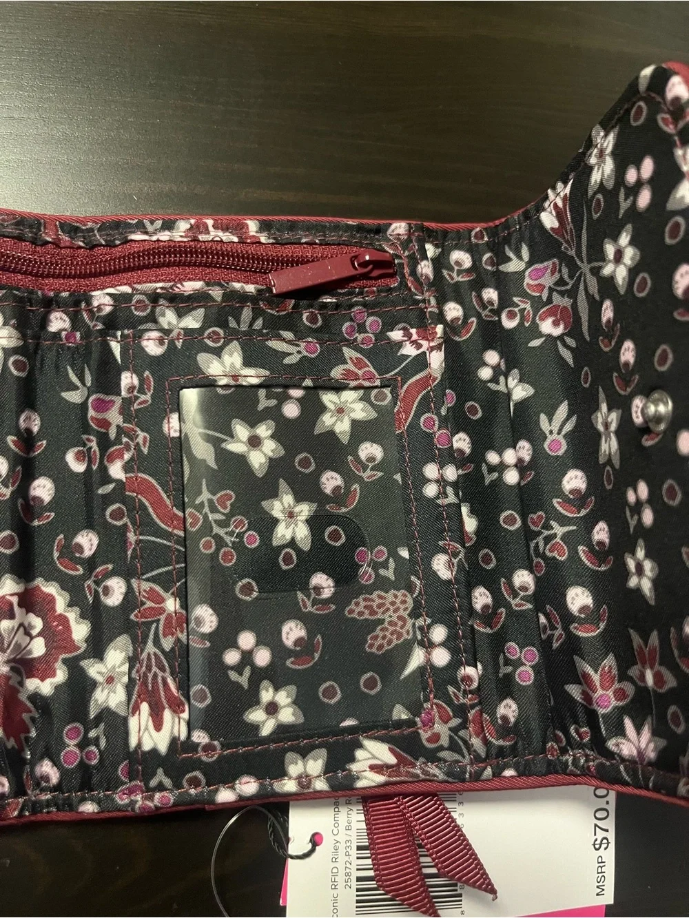 NWT Vera Bradley RFID Riley Compact Wallet Performance Twill - Picture 7 of 8